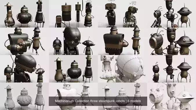 Machinarium Collection three steampunk robots 