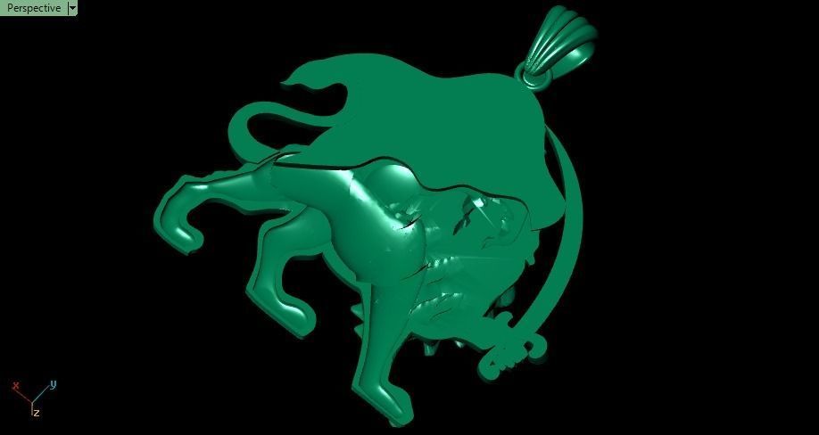 lion and sun pendant 3D print model_11