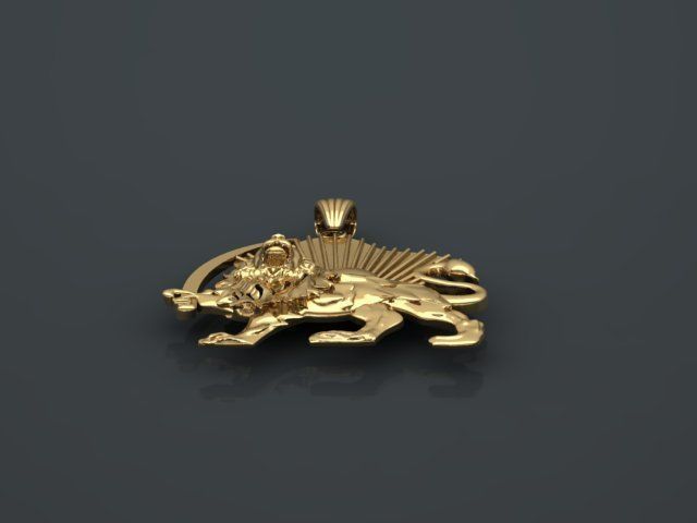 lion and sun pendant 3D print model_15