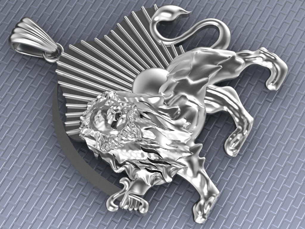 lion and sun pendant 3D print model_6