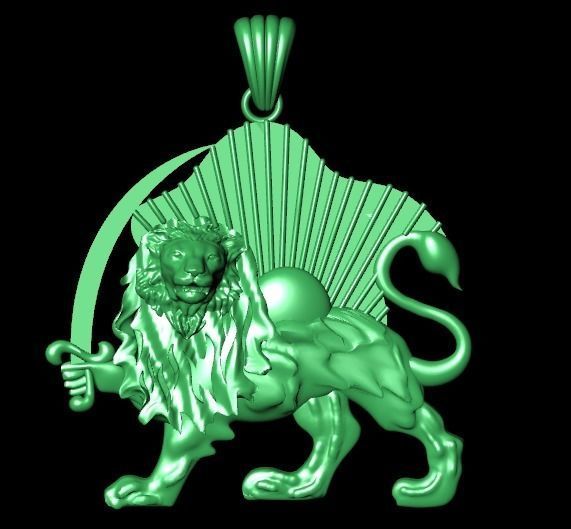 lion and sun pendant 3D print model_16