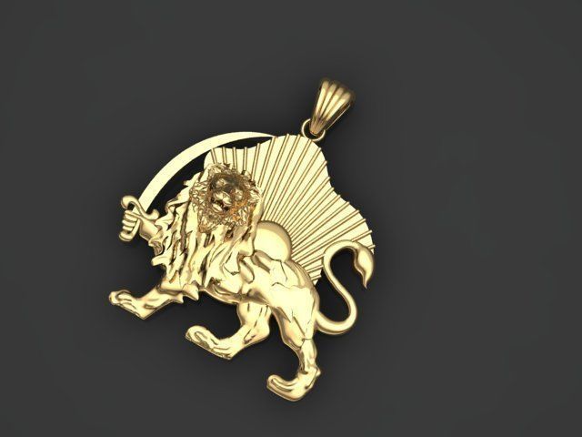 lion and sun pendant 3D print model_17