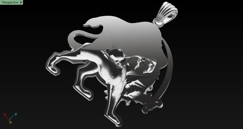 lion and sun pendant 3D print model_9