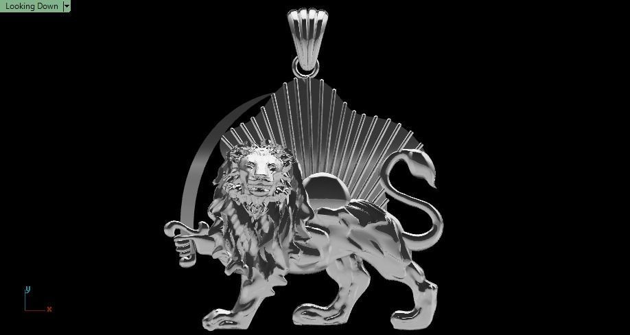 lion and sun pendant 3D print model_10
