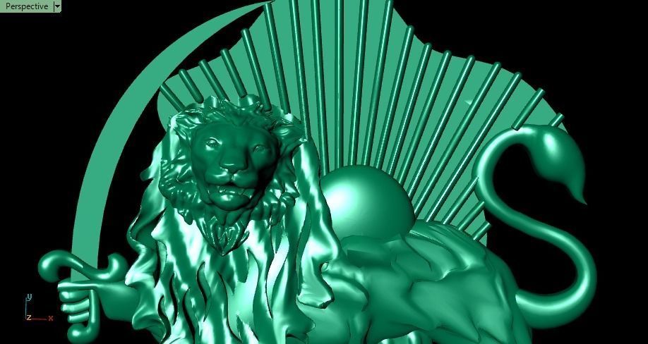 lion and sun pendant 3D print model_12