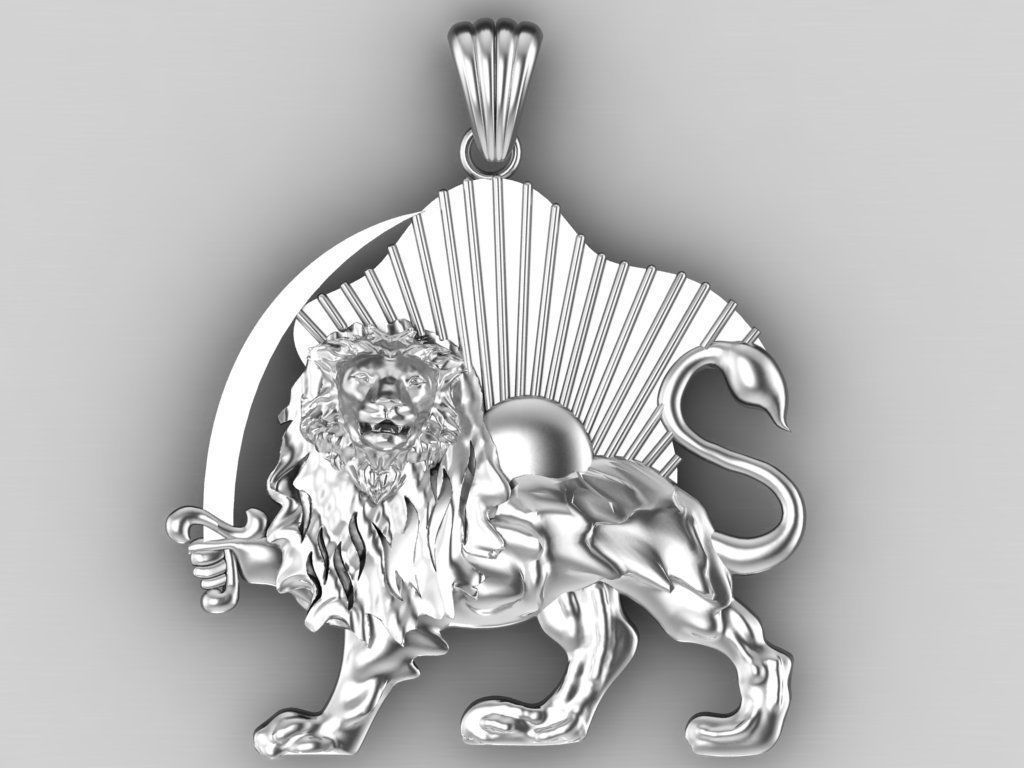 lion and sun pendant 3D print model_5