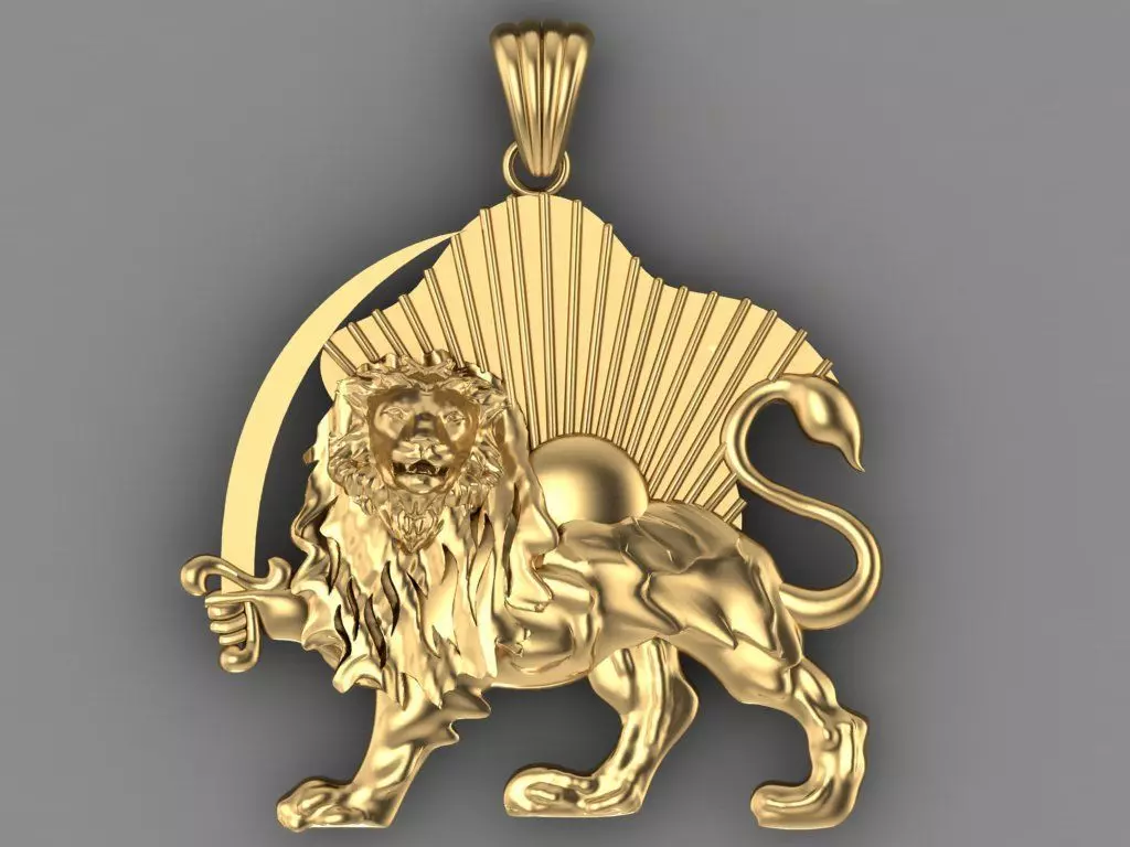 lion and sun pendant 3D print model_0