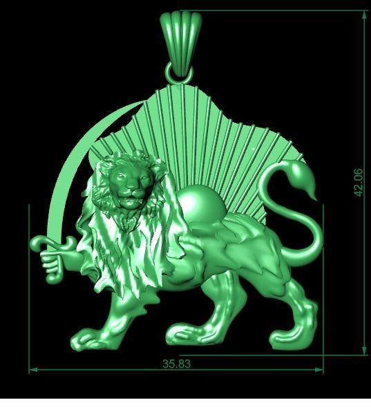lion and sun pendant 3D print model_7