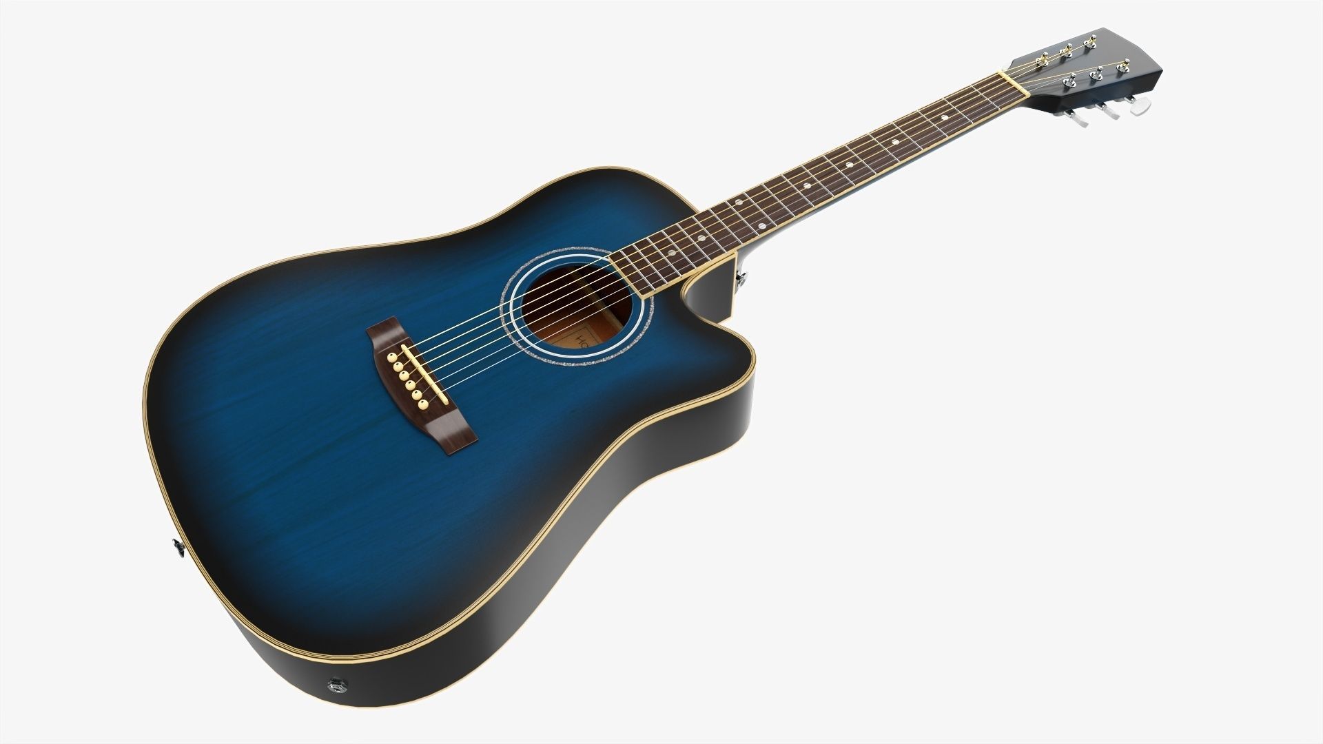 Guitar display cabinet with dreadnought guitar 3D model_7