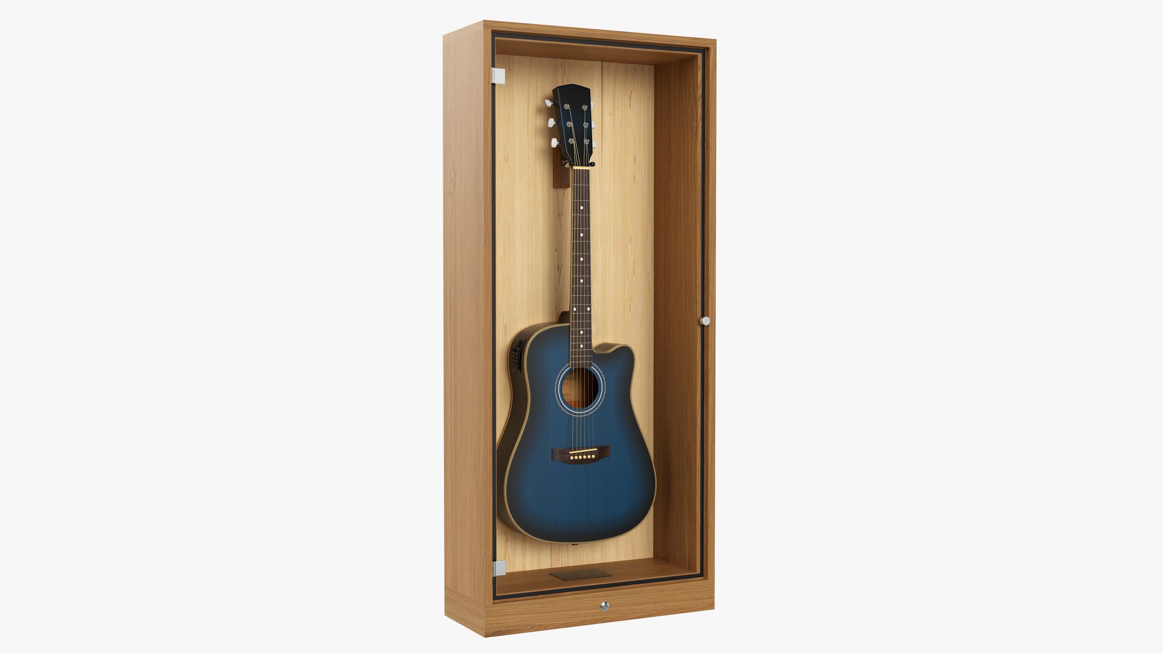 Guitar display cabinet with dreadnought guitar 3D model_2