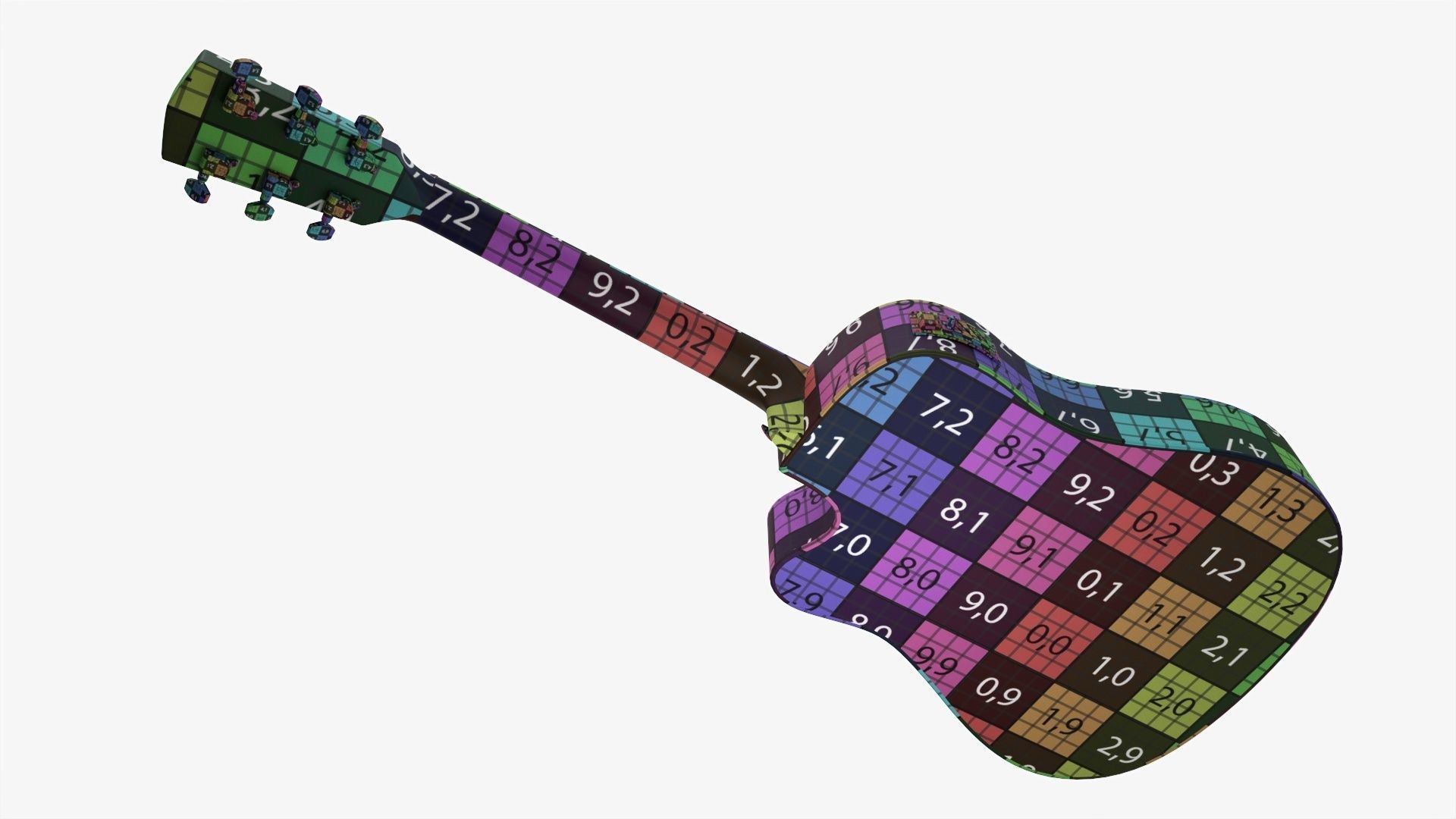 Guitar display cabinet with dreadnought guitar 3D model_24