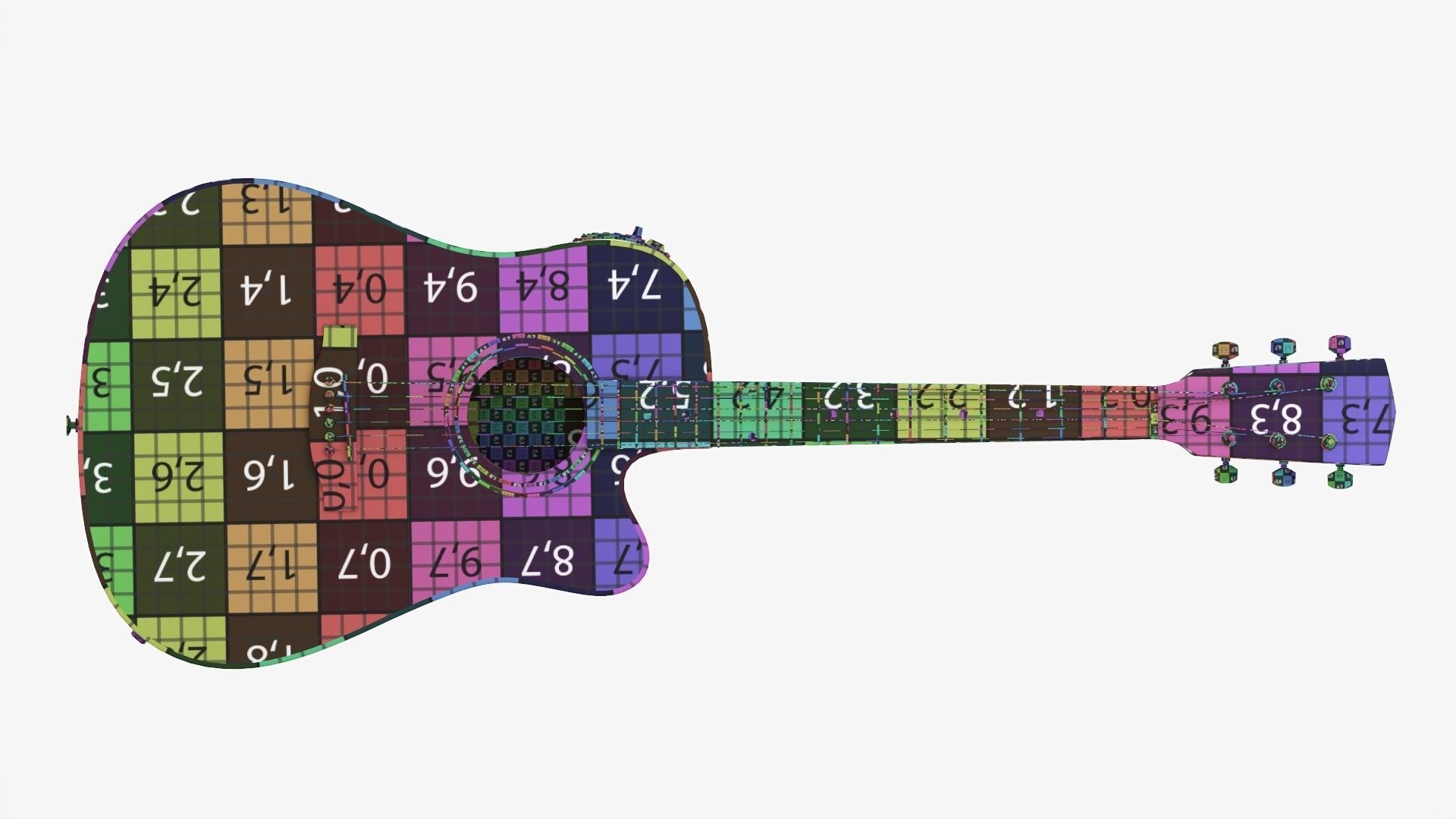 Guitar display cabinet with dreadnought guitar 3D model_25