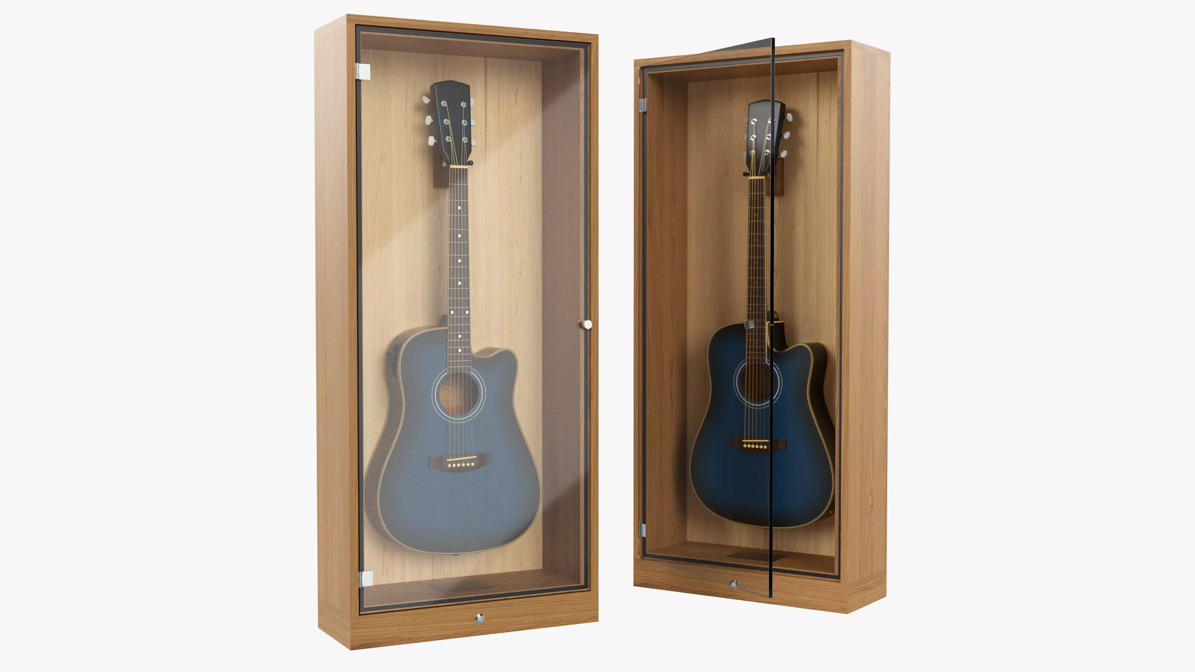 Guitar display cabinet with dreadnought guitar 3D model_0