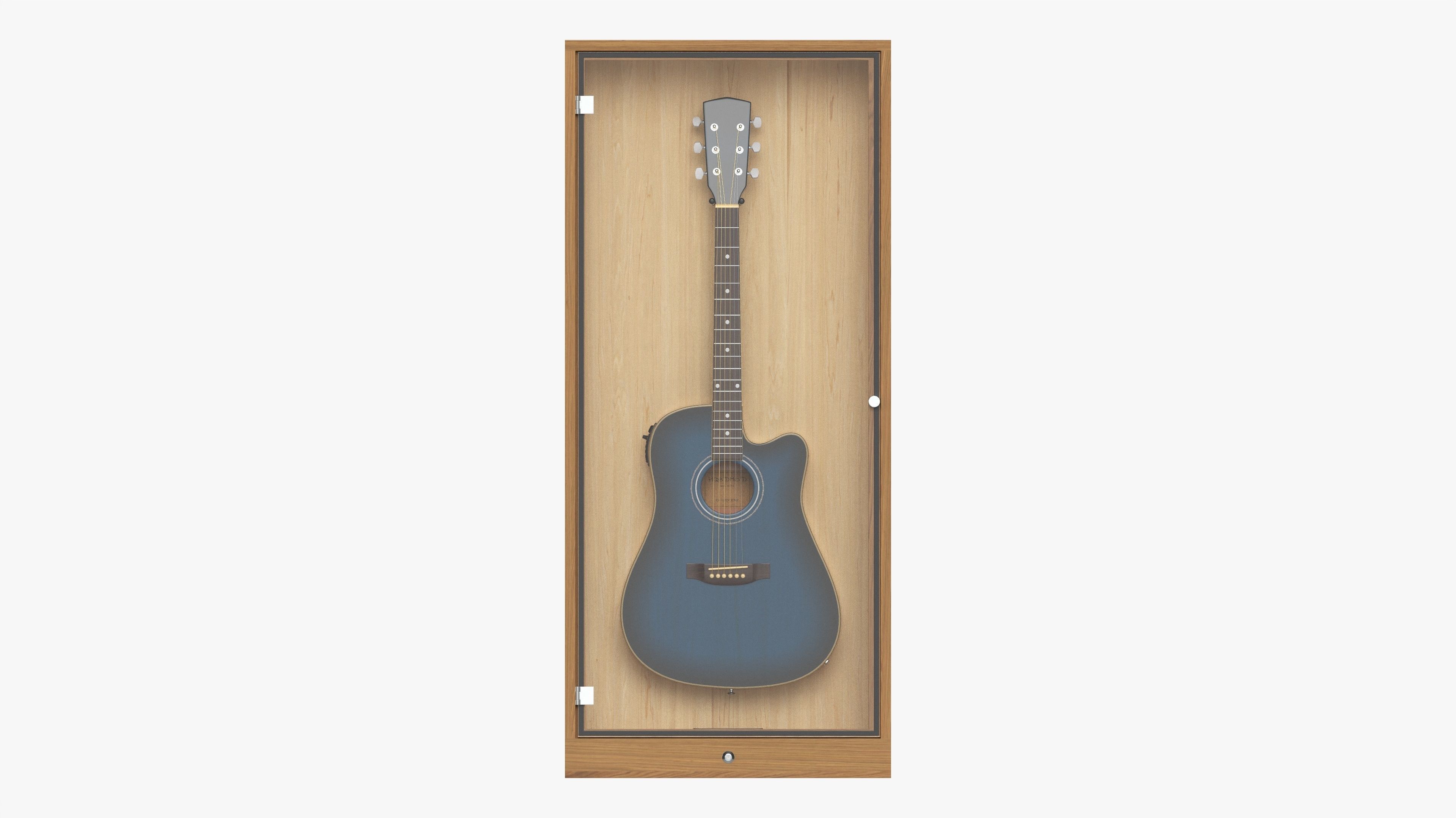 Guitar display cabinet with dreadnought guitar 3D model_5