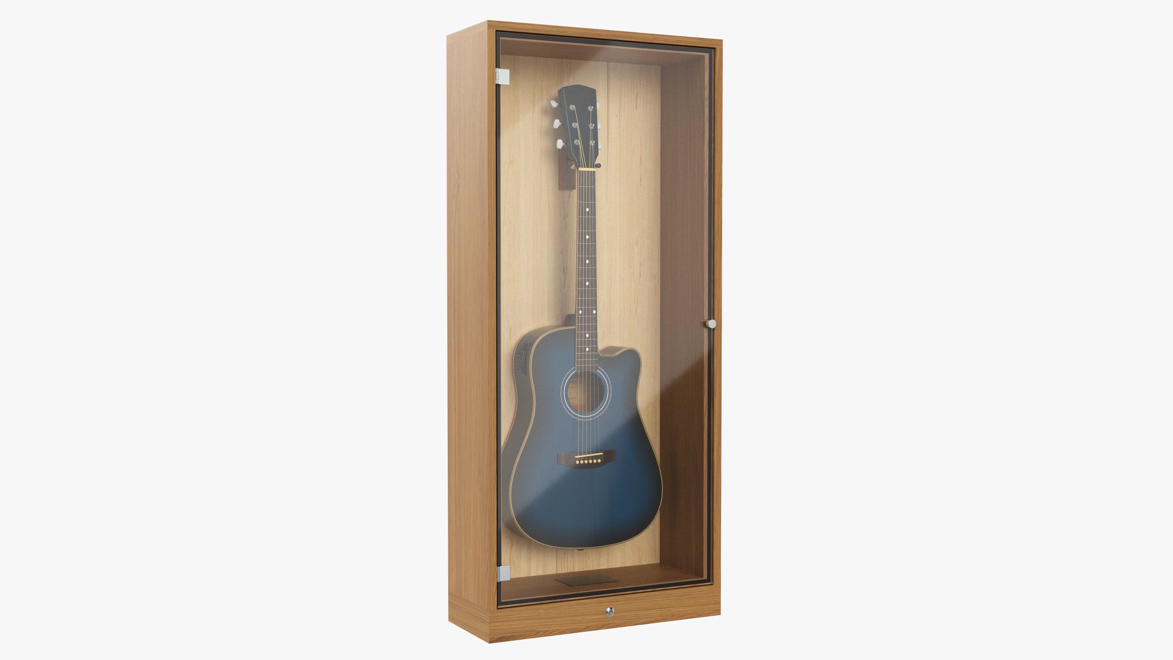 Guitar display cabinet with dreadnought guitar 3D model_1