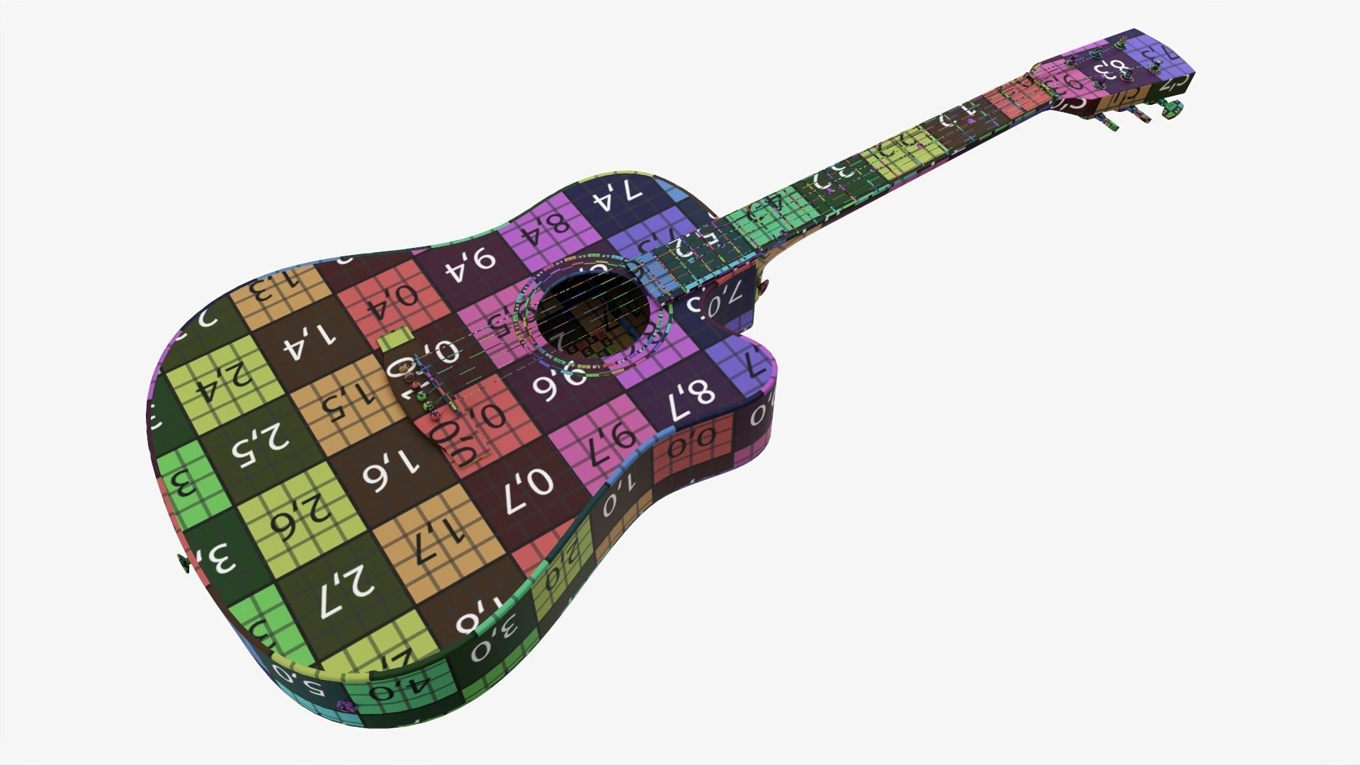 Guitar display cabinet with dreadnought guitar 3D model_23