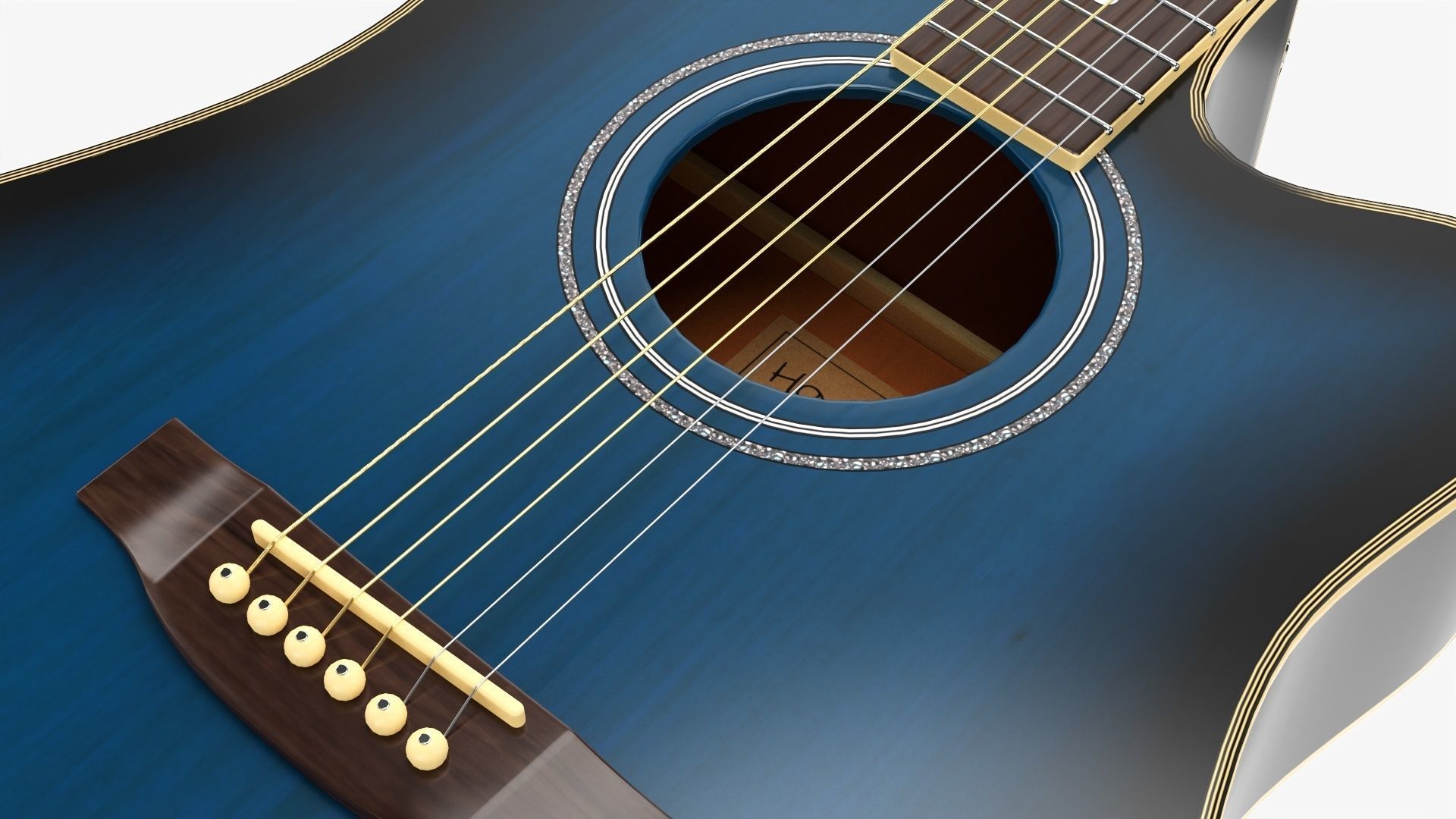 Guitar display cabinet with dreadnought guitar 3D model_11