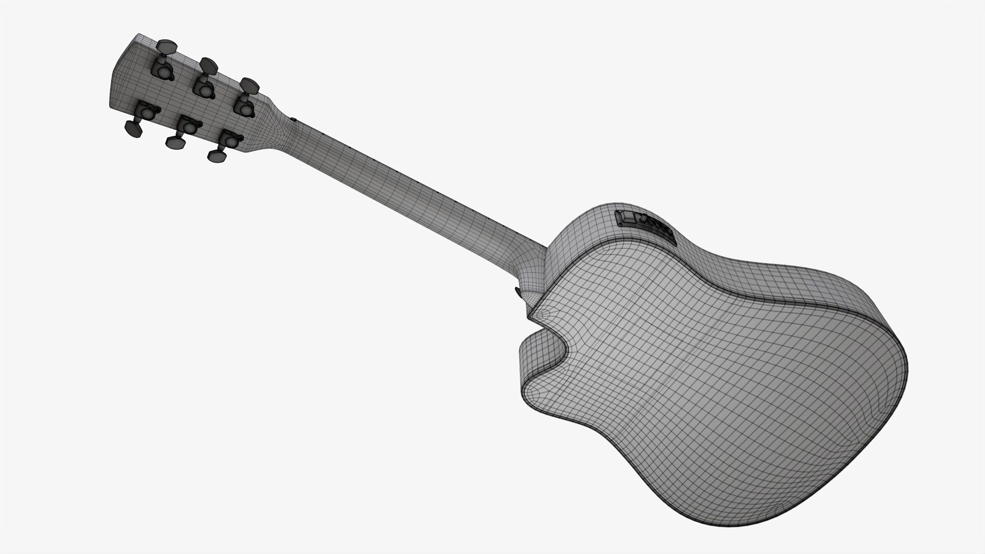 Guitar display cabinet with dreadnought guitar 3D model_20