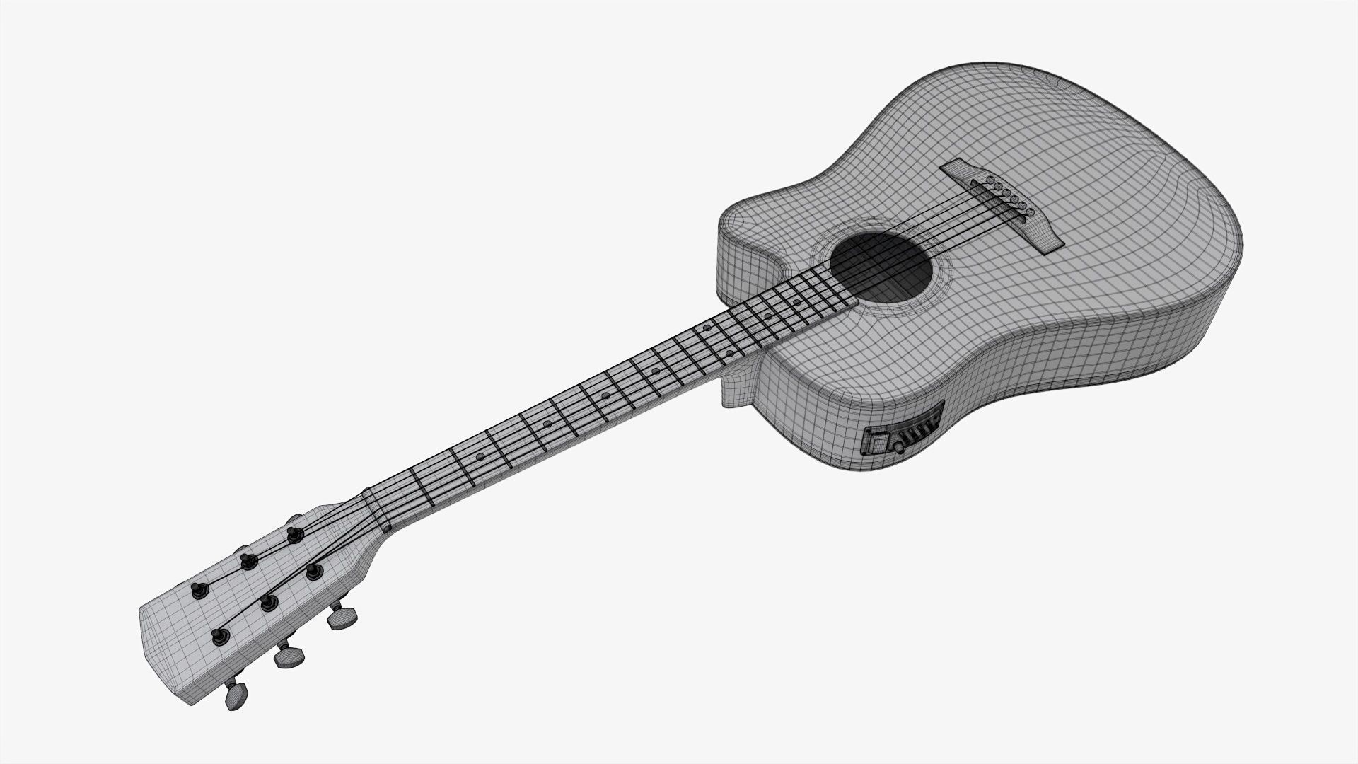 Guitar display cabinet with dreadnought guitar 3D model_19