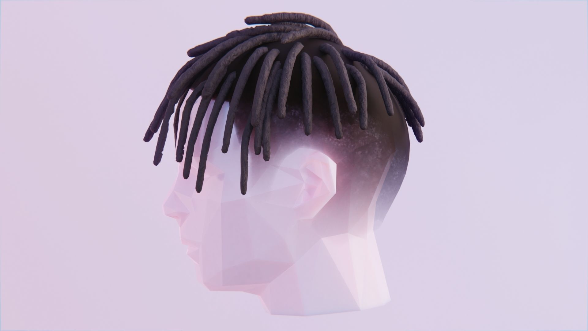 Short Forward Dreads Hairstyle Low-poly 3D model_2