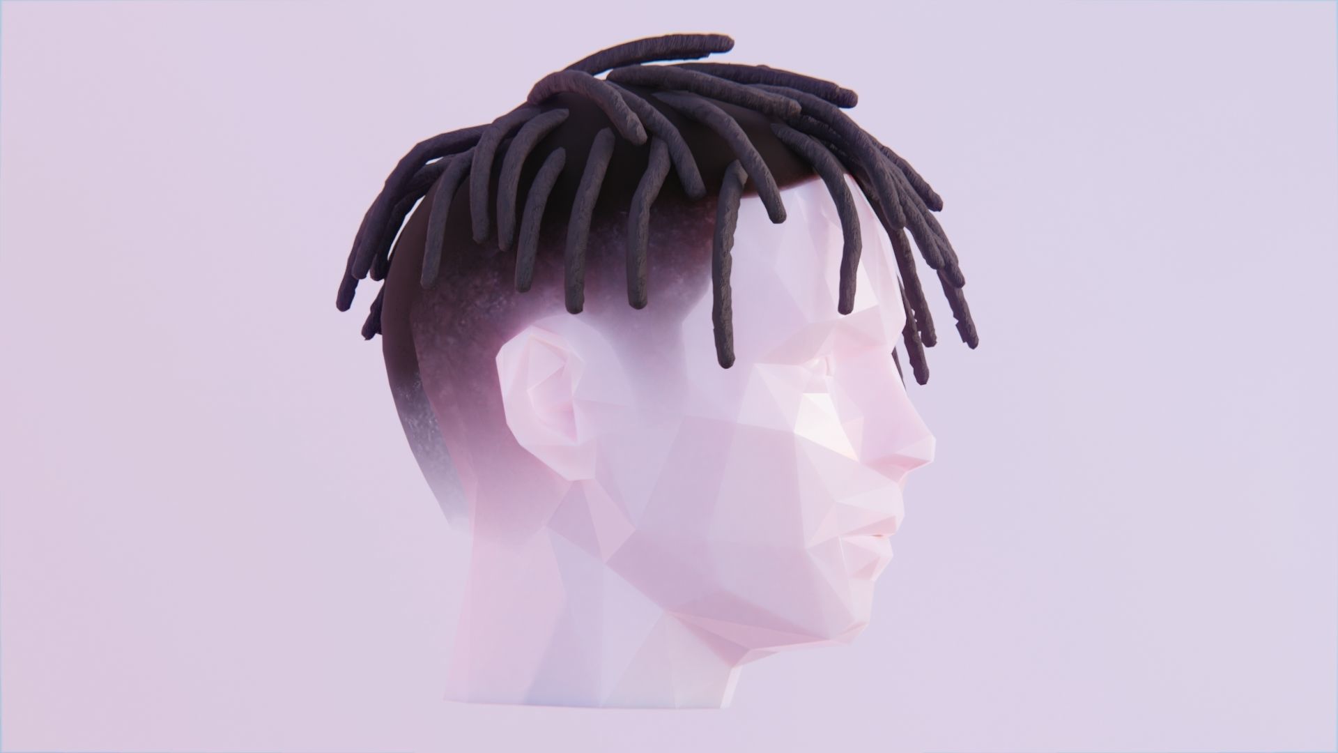 Short Forward Dreads Hairstyle Low-poly 3D model_1