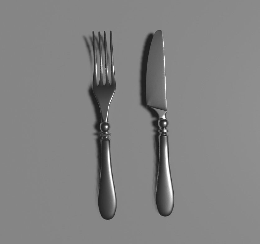 Fork and Knife 3D Model - Free High - Poly Cutlery Free 3D model_6