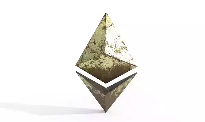 Old Abandoned Wrecked Ethereum Digital Currency Lowpoly 3D model
