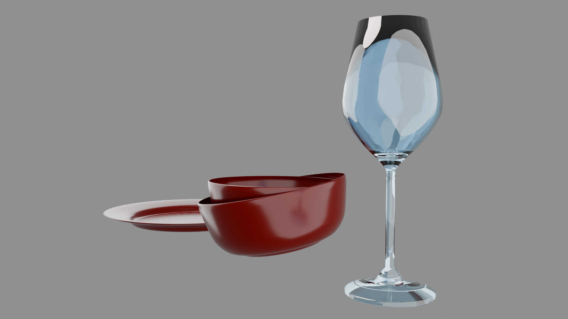Glass Bowl and Plate - Free 3D Tableware Set Updated 2025 Free low-poly 3D model_1