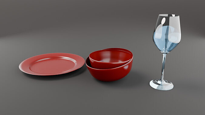 Glass Bowl and Plate - Free 3D Tableware Set Updated 2025 Free low-poly 3D model