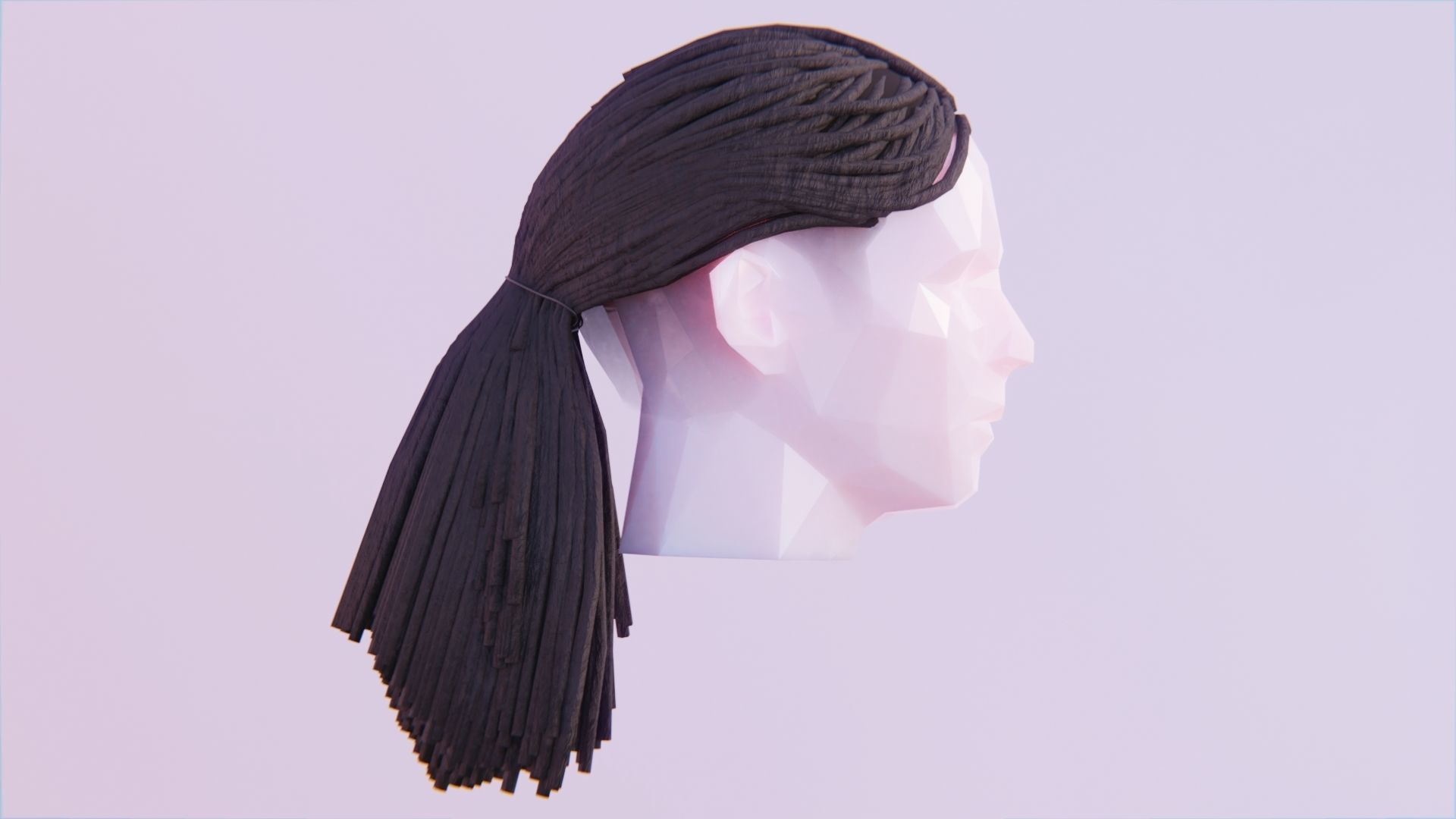 Long Ponytail Dreadlocks Hairstyle Low-poly 3D model_1