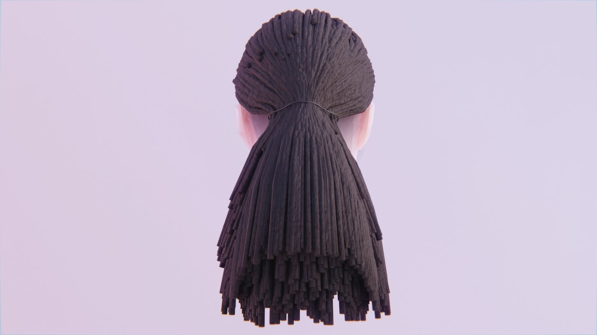 Long Ponytail Dreadlocks Hairstyle Low-poly 3D model_3