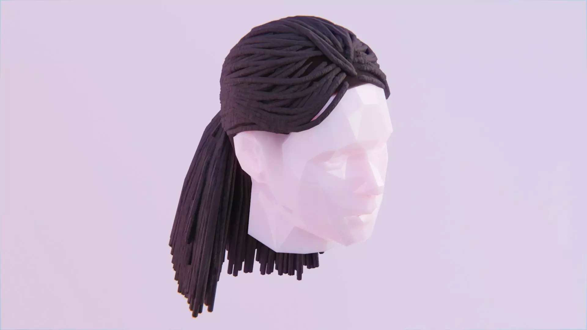 Long Ponytail Dreadlocks Hairstyle Low-poly 3D model_0