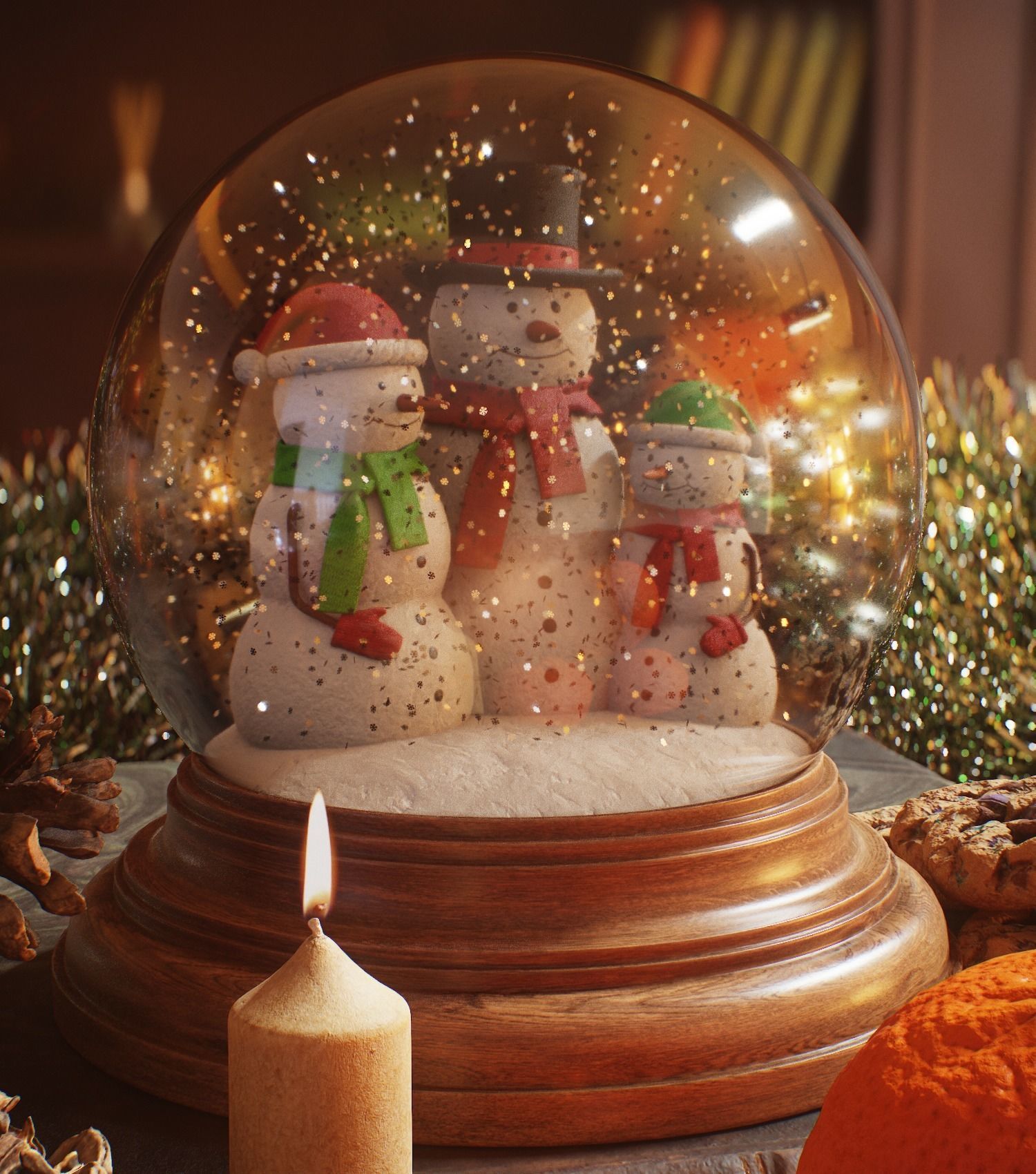 Christmas Snow Globe Low-poly 3D model_4