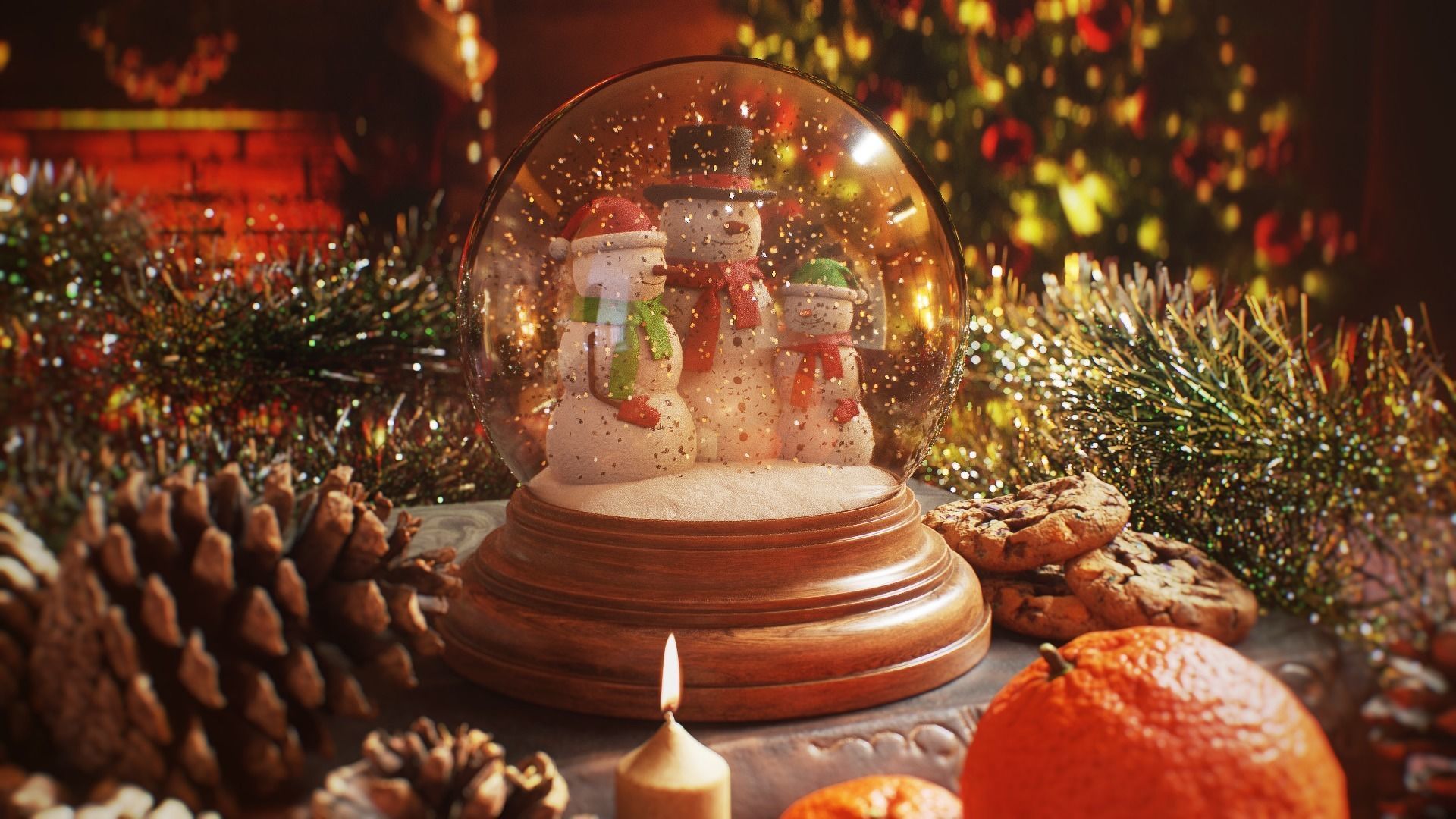 Christmas Snow Globe Low-poly 3D model_0