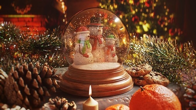 Christmas Snow Globe Low-poly 3D model