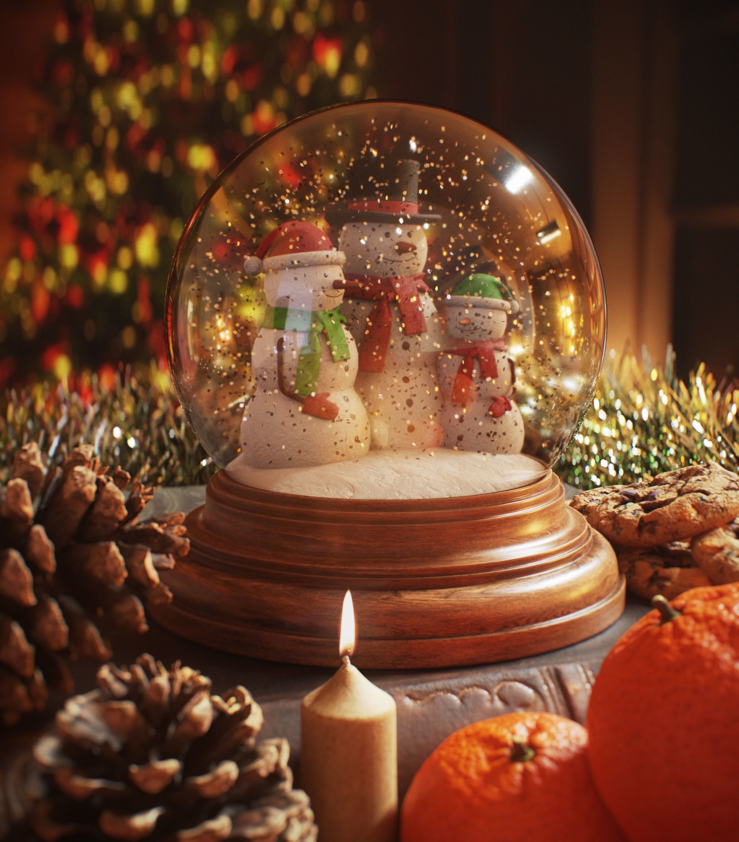 Christmas Snow Globe Low-poly 3D model_1