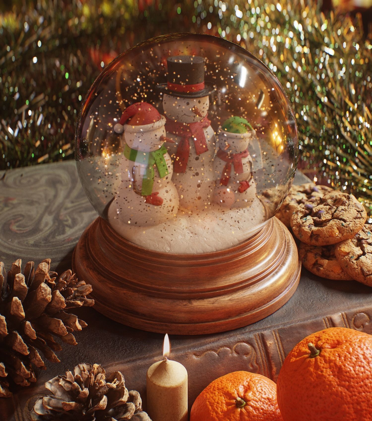 Christmas Snow Globe Low-poly 3D model_2