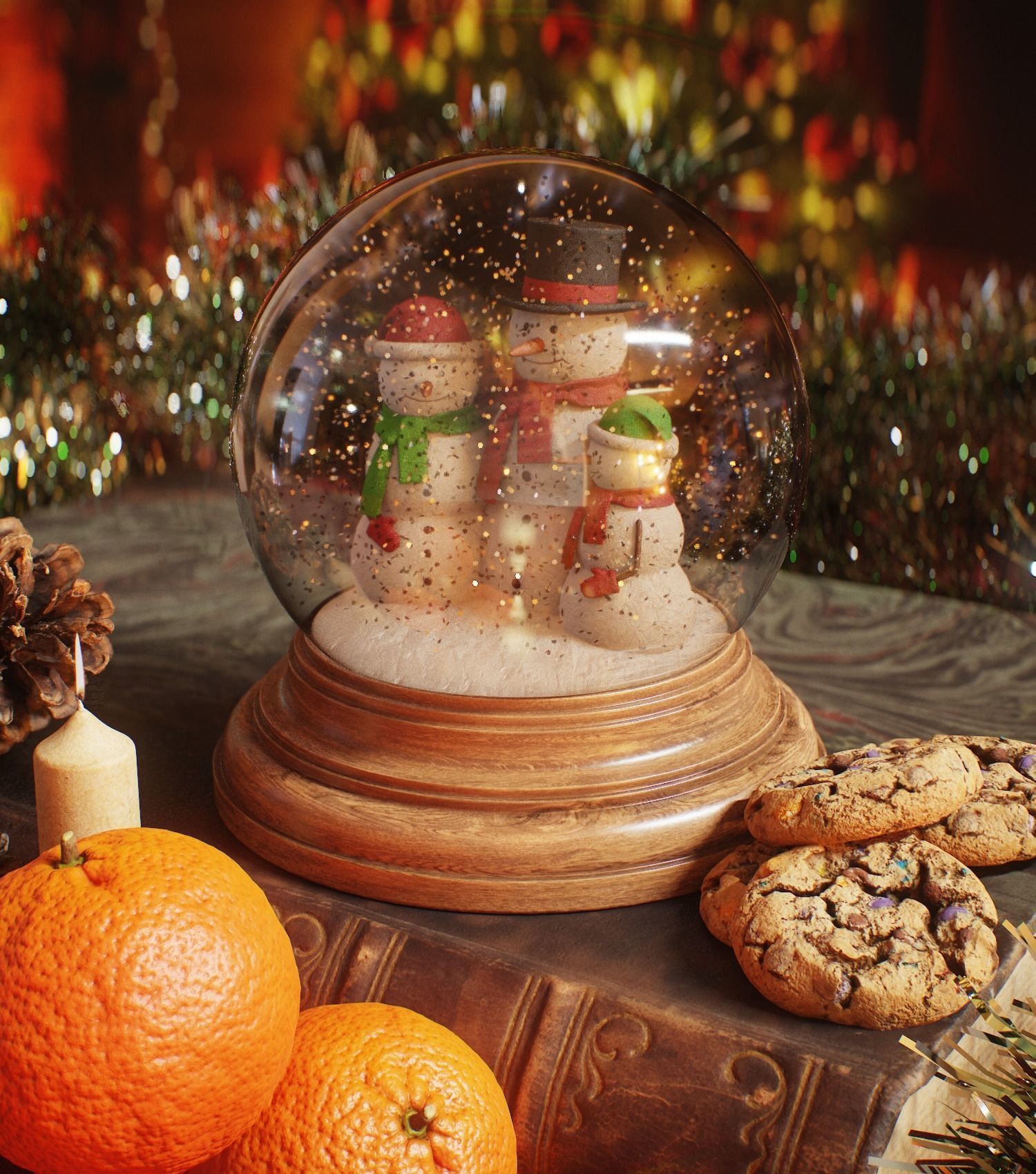 Christmas Snow Globe Low-poly 3D model_3