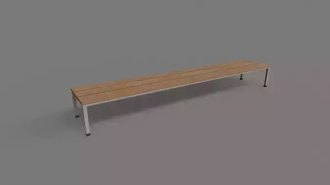 PBR Locker Room Seat Bench 04 Low-poly 3D model