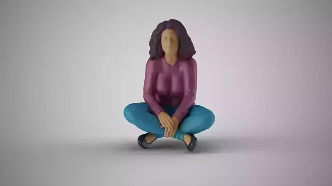 Girl Sitting on Steps 3D print model