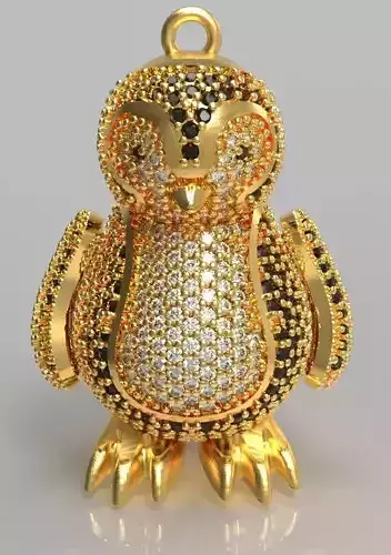 precioso diseno tridimensional de dije de pinguino