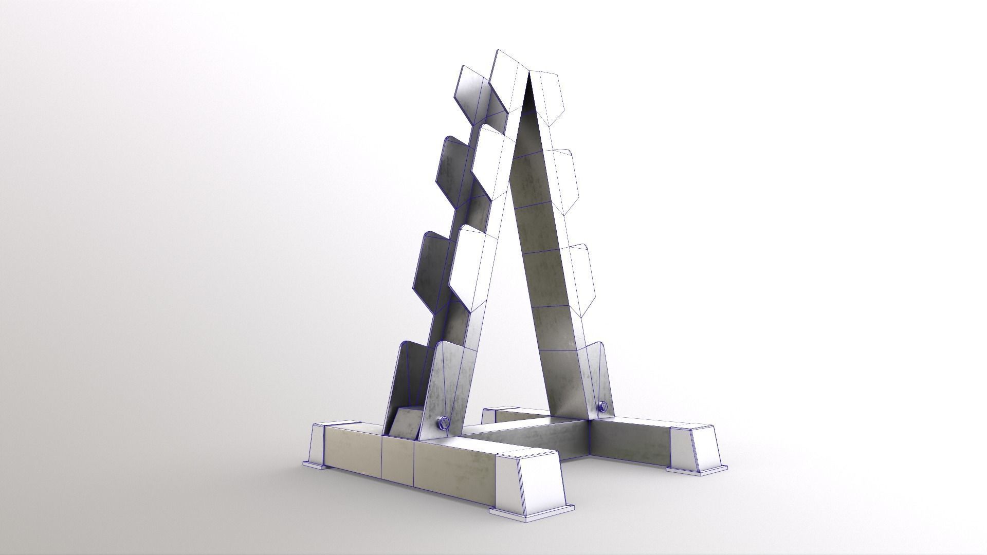 PBR Dumbbell Rack D Low-poly 3D model_16