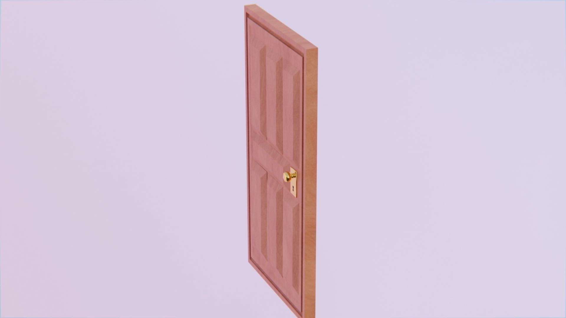 Wooden Door Free low-poly 3D model_1