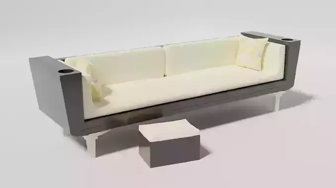 Low-poly Blender Couch Free low-poly 3D model