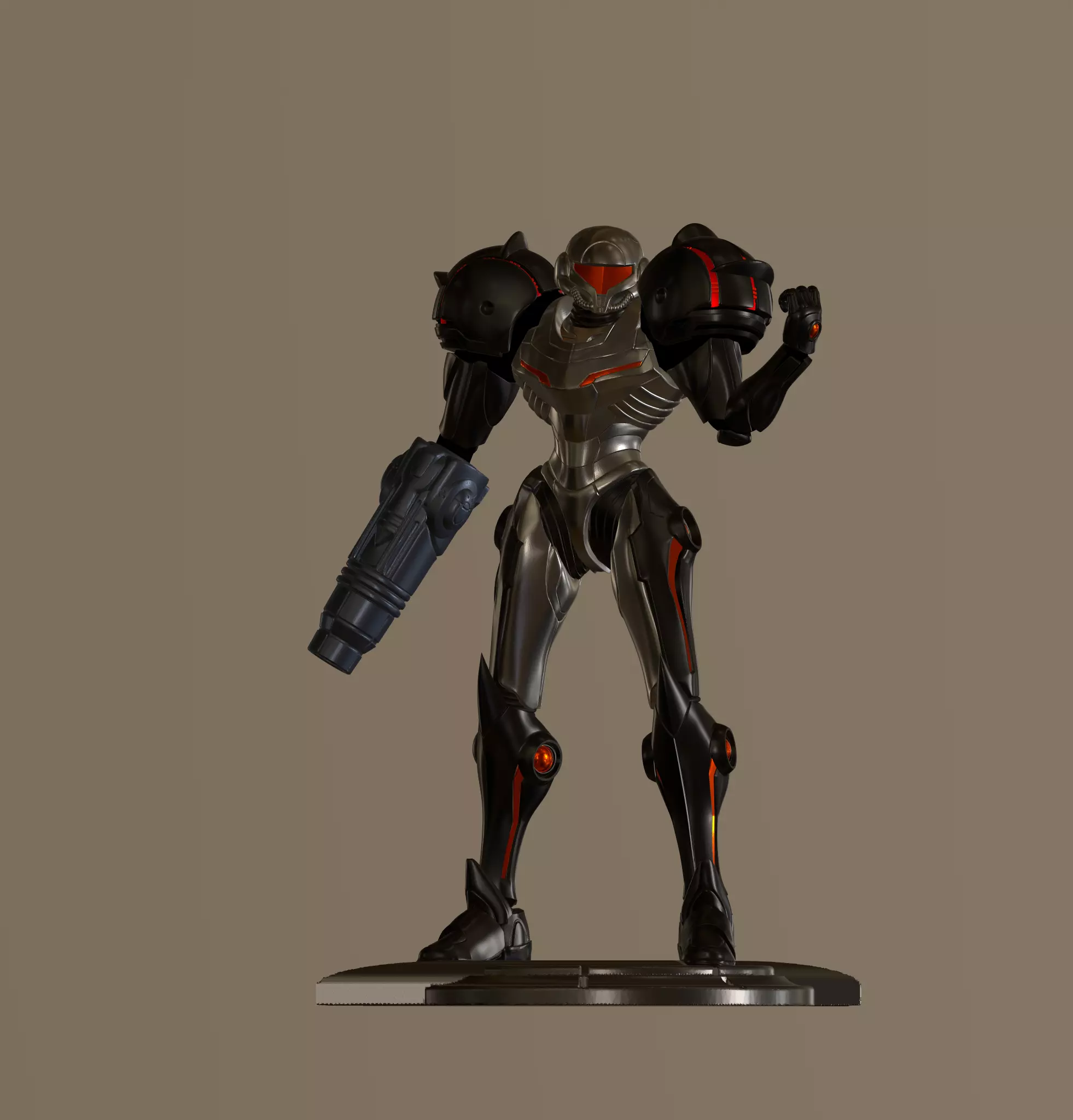 samus-phazon-suit-garage-kit metal man holding gun 3D print model_0