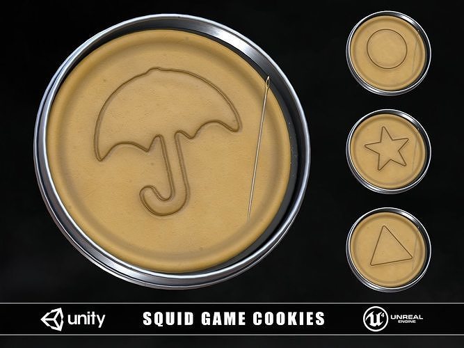 Squid Game Dalgona Cookies Low-poly 3D model