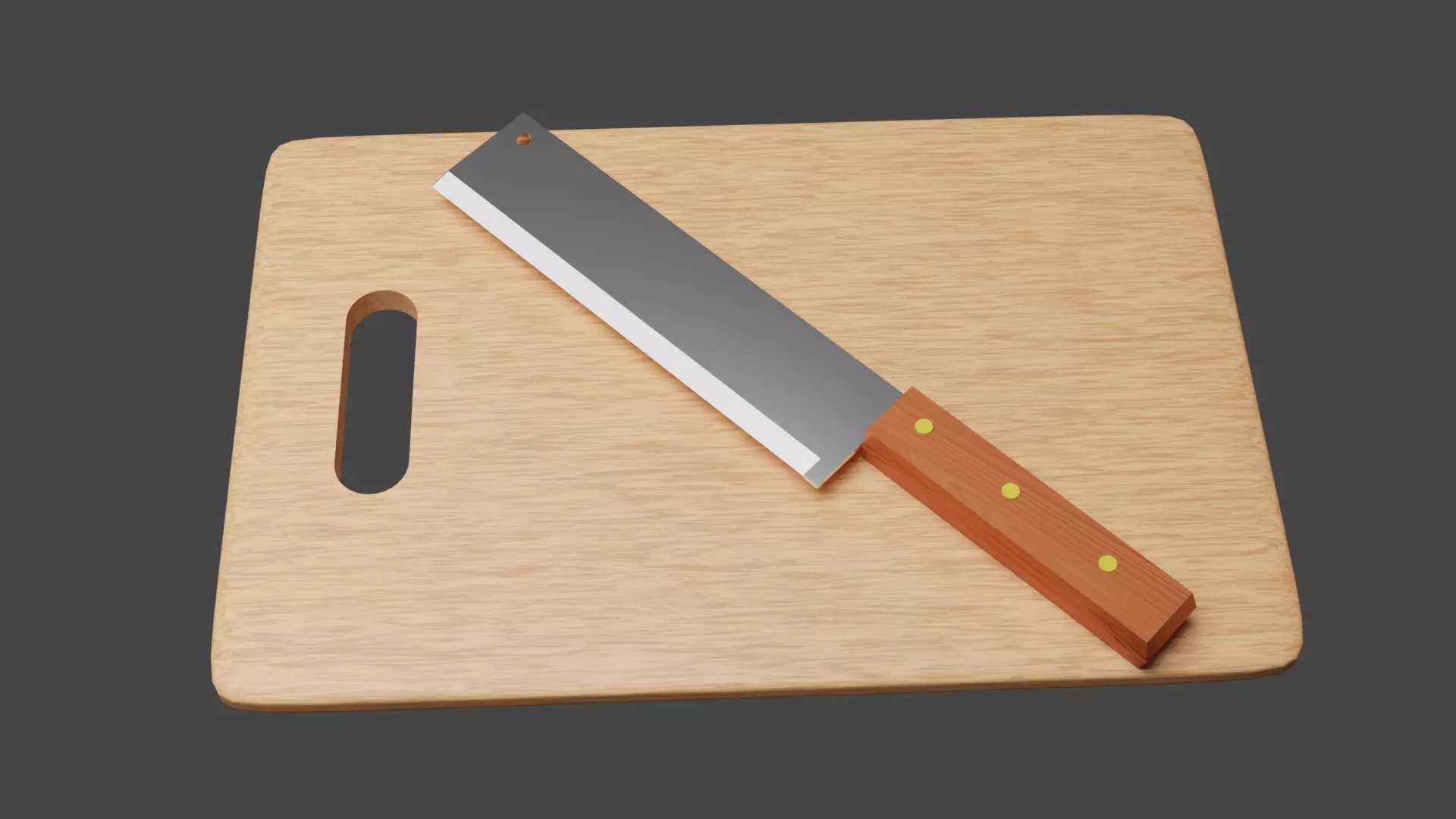 Cutting Board with a knife Free low-poly 3D model