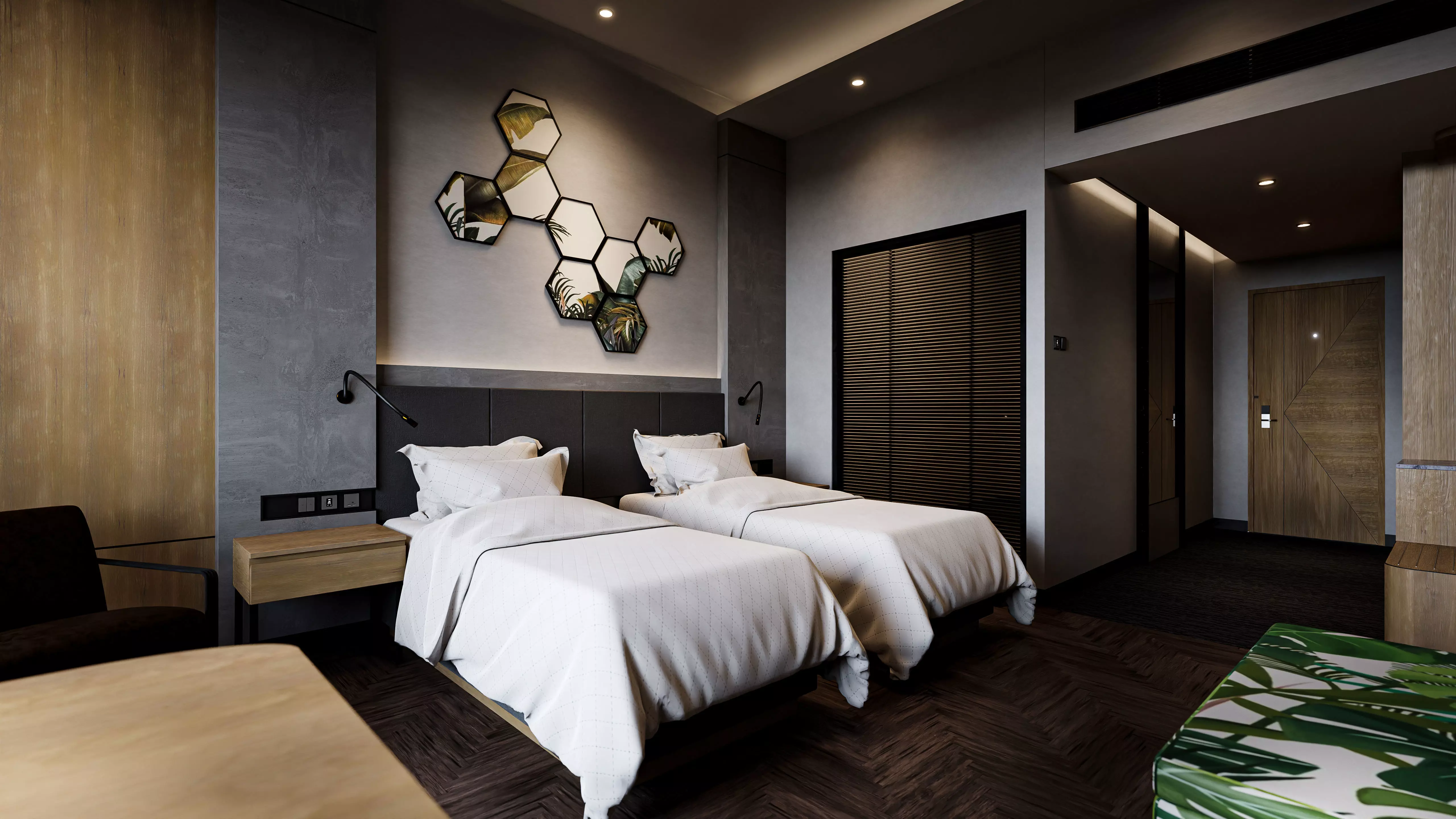 Hotel Bedroom Industrial Low-poly 3D model