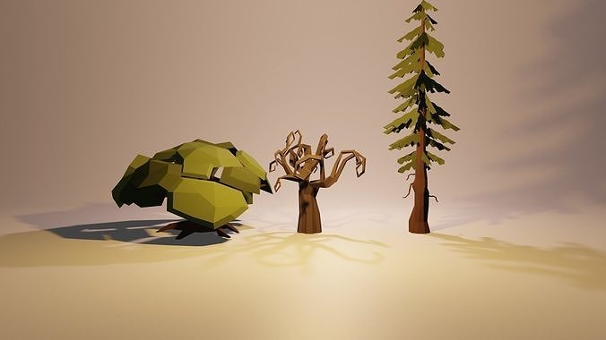 Low poly trees for games and cartoon Low-poly 3D model