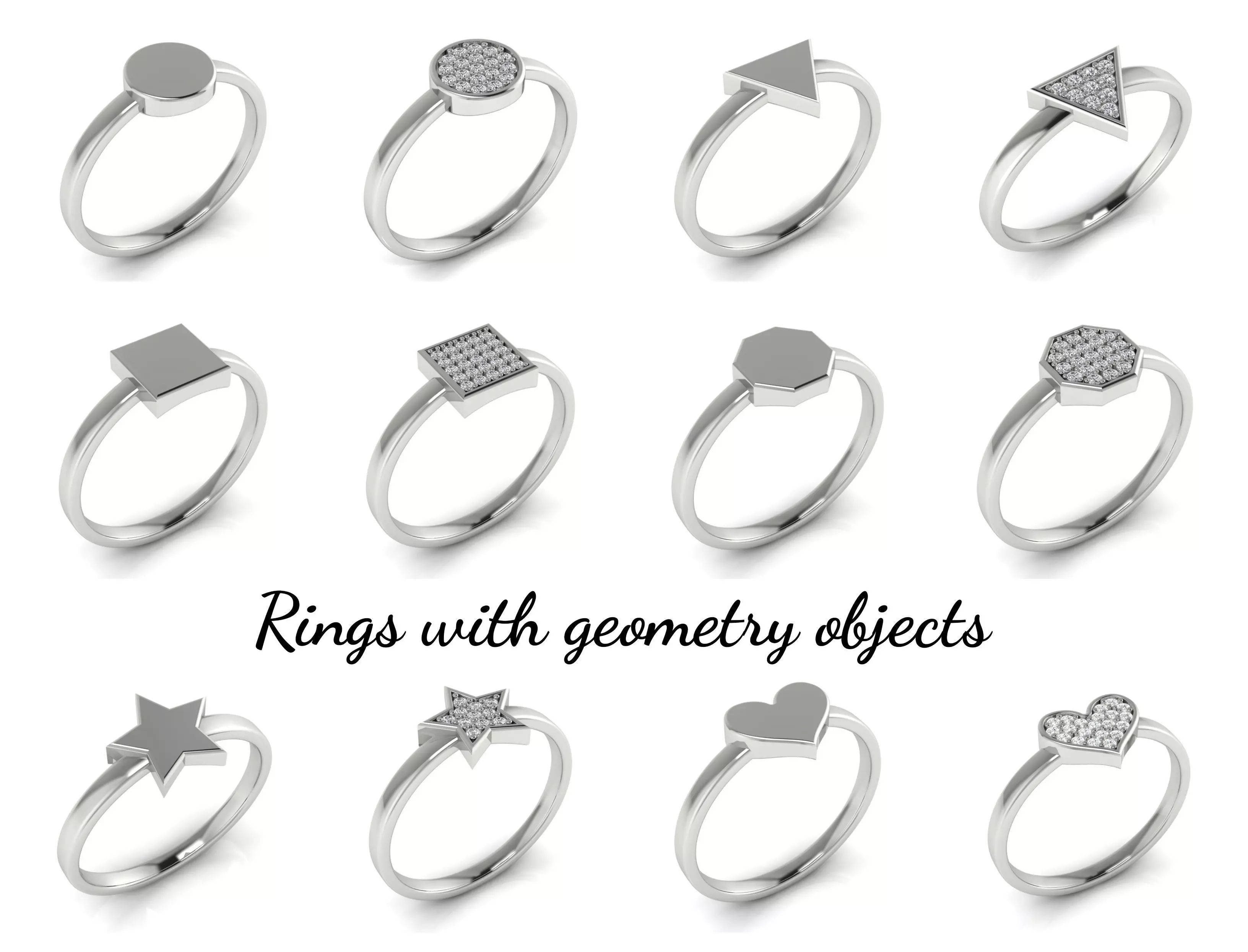 Collection 21 star ring in sterling silver 3D Model Pack